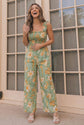 Party Ready Jumpsuit in Green Floral Bliss