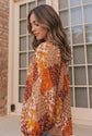 Autumn Patchwork Boho Blouse in Rust