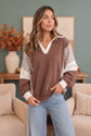 Back to School Color Block Pullover in Mocha